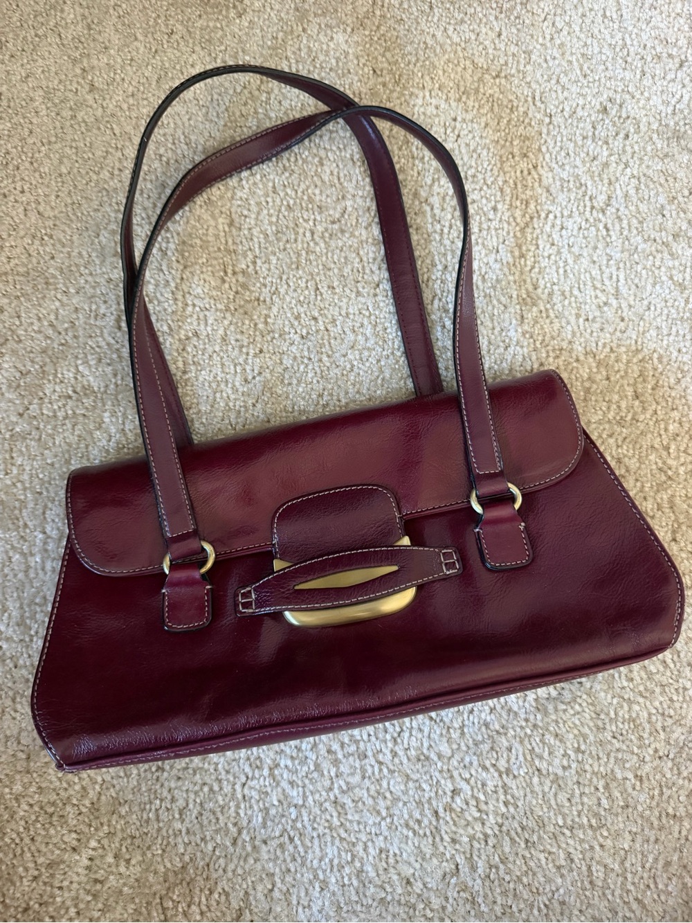 Women's Burgundy Leather Shoulder Bag